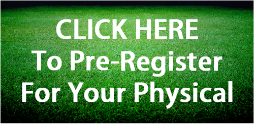  green grass with sign up for athletic physicals written on it
